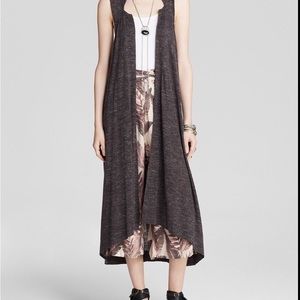 Free People Long Cardigan Sweater Vest Shirt Duster Trench Knit Grey - Size S